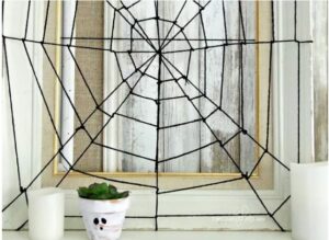Spider web made of yarn