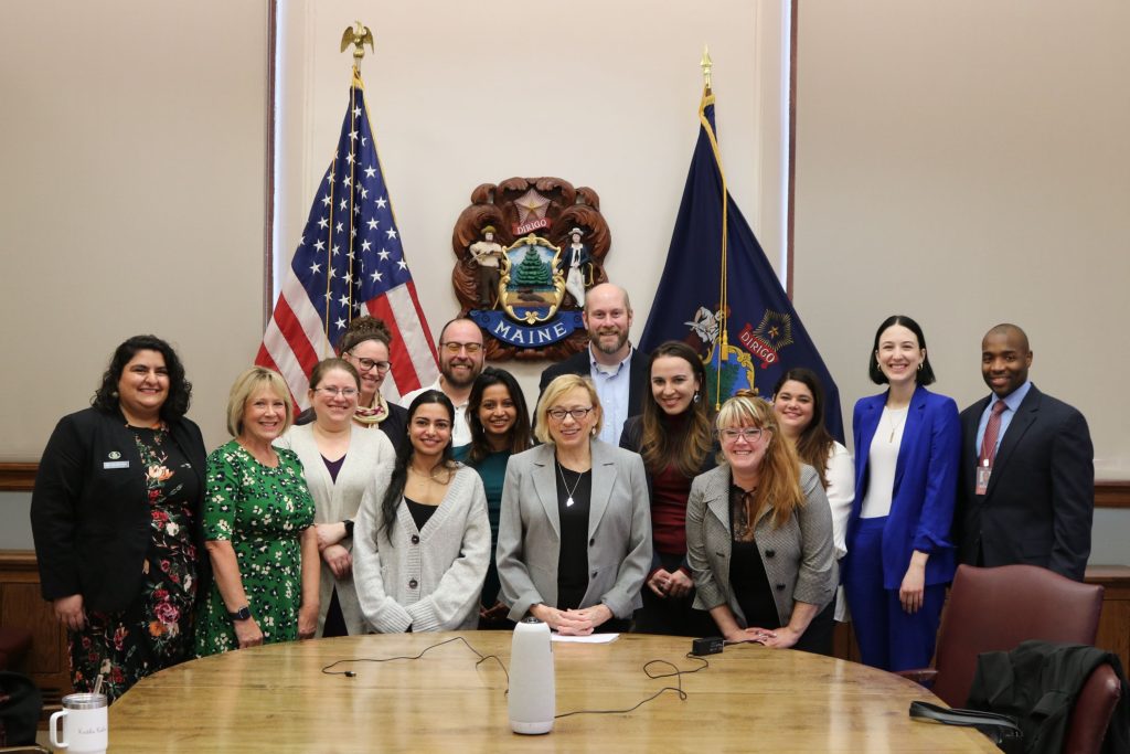 SSN policy fellows, including Krutika Rathod (center left) at the Maine State House on March 29