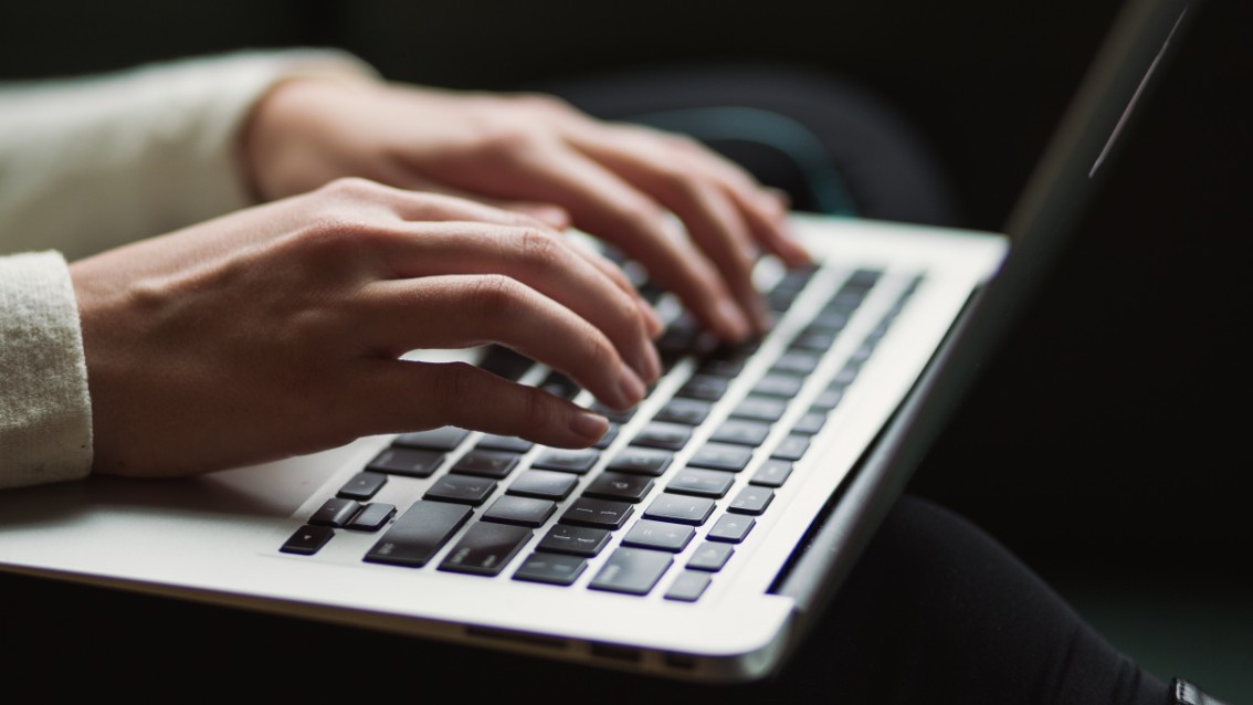 Student using laptop