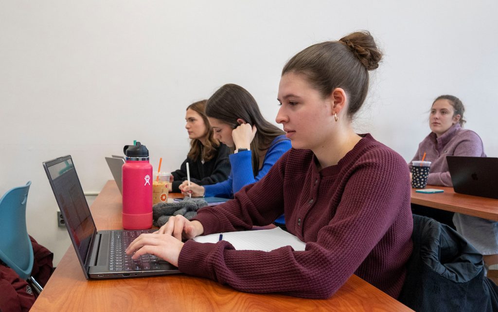 Students in class on laptops