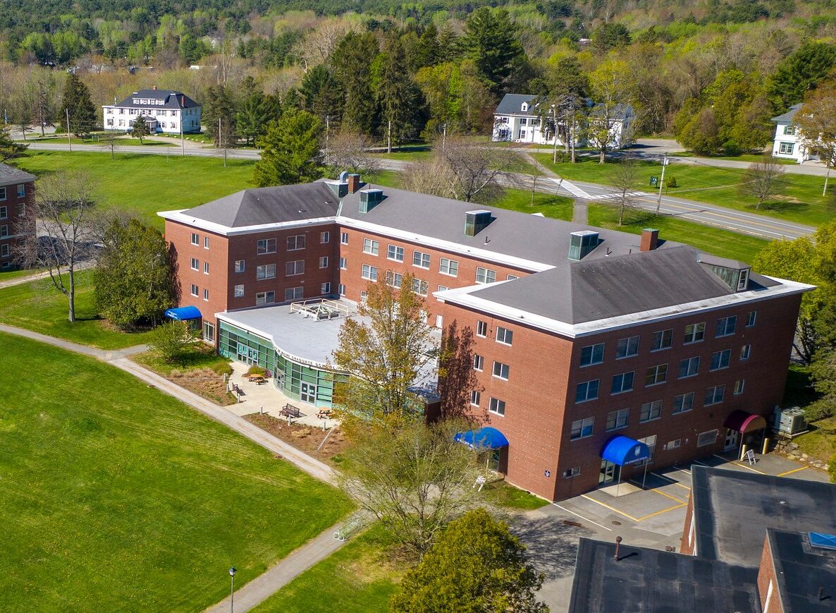 aerial shot of stodder hall and chadbourne hall