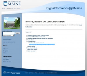 Screen shot of Digital Commons