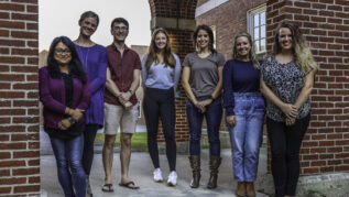 The HAL Lab in the 2021-2022 academic year. From left to right: Dr. Fayeza Ahmed, Taylor McMillan, Ethan Lowell, Jaclyn Hazlewood, Amanda Wain, Lindsey Lagerstrom, Jenn Thompson