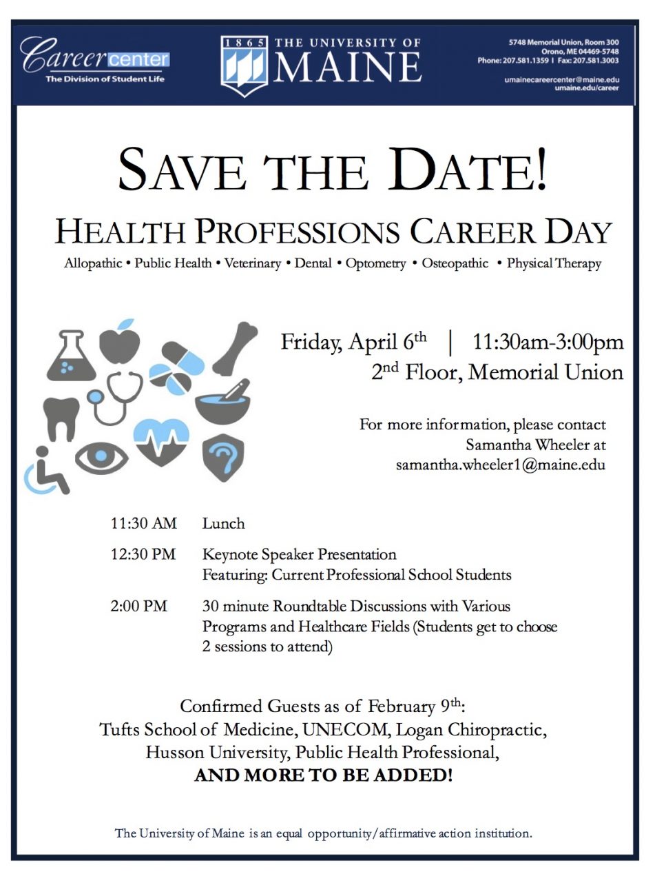 Health Professions Career Day Health Professions University of Maine