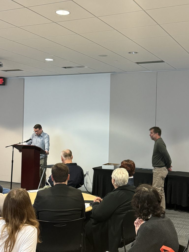 A student receiving an award