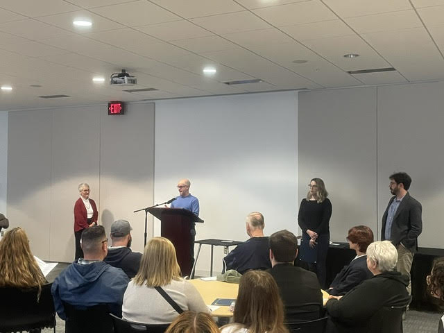 A student receiving an award