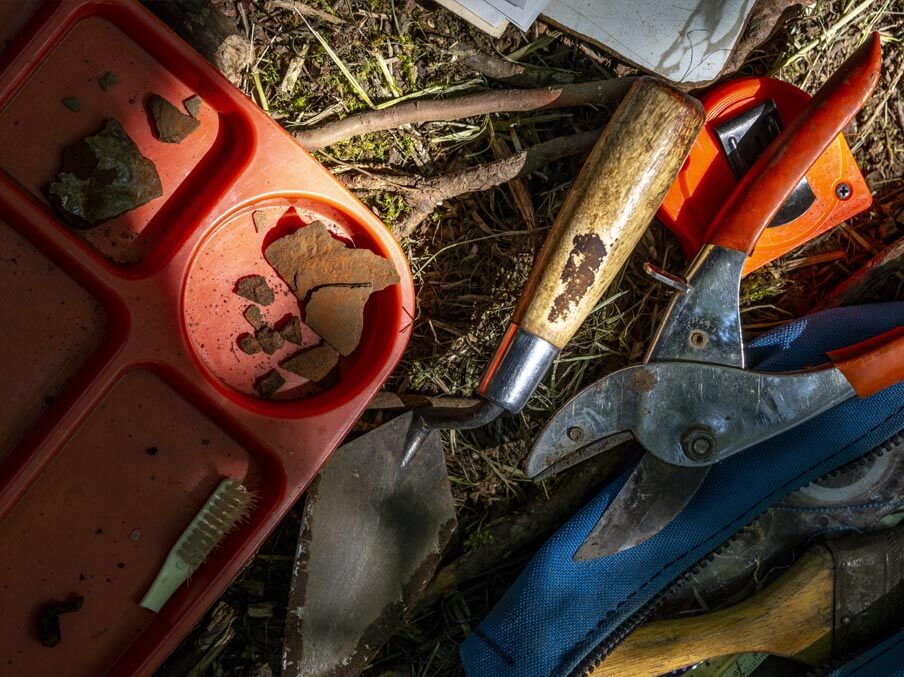 A photo of archaeology tools