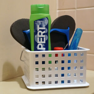 What to bring to campus: Shower caddy with toiletry items and shower shoes (flip flops)