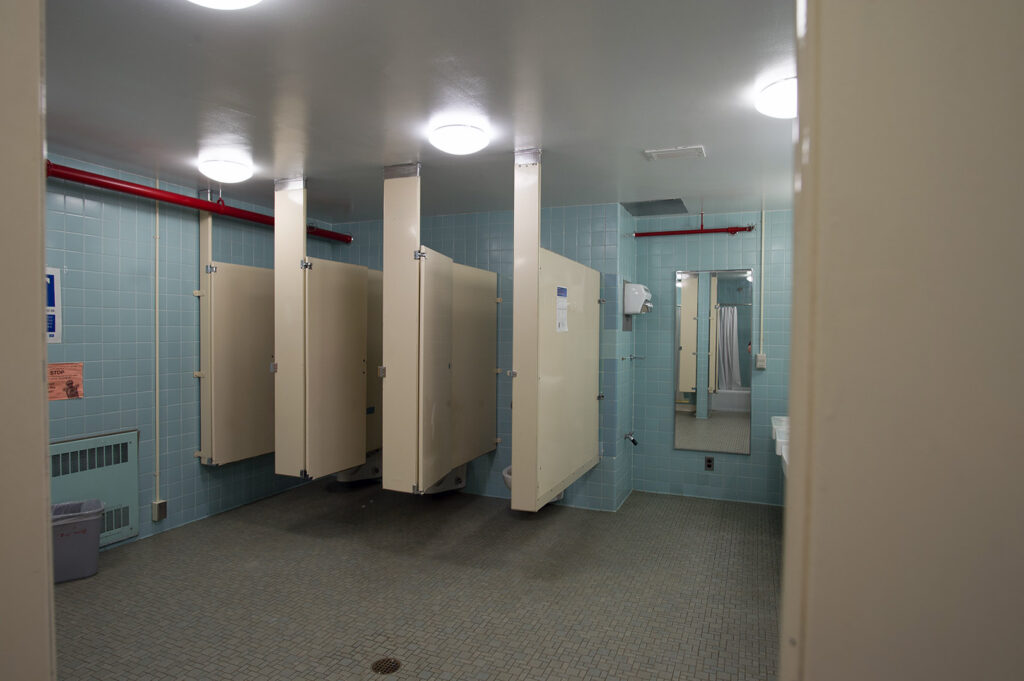 York Hall bathroom from showers