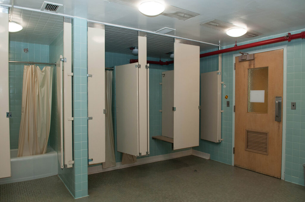 York Hall bathroom shower stalls