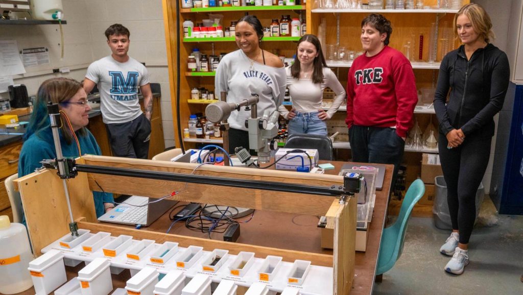 A photo of students in a lab