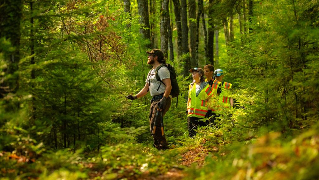 A photo of people in the Maine woods