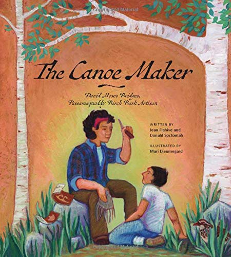 Image of book cover with man and boy sitting under a birch tree.