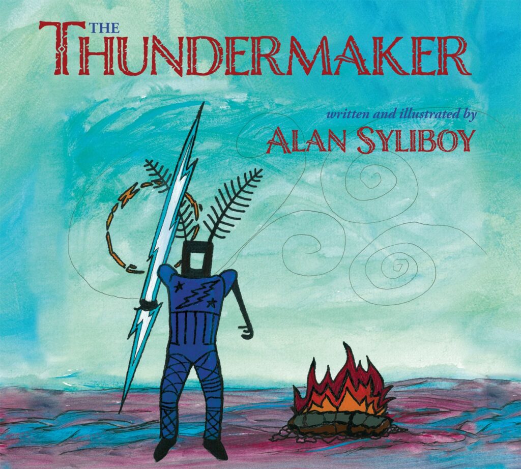 Book cover - drawing of a supernatural being with moth antennae holding a lightening bolt.