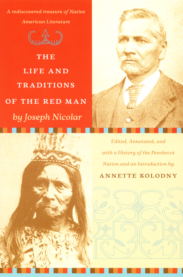 Book cover - Two pictures of a man. In the upper picture he wears a suit and tie. In the lower picture he wears Native regalia including a feathered and beaded headdress.