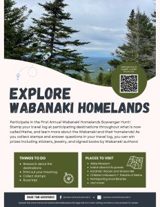 A flyer for the Wabanaki Journey Through the Dawnlands scavenger hunt.