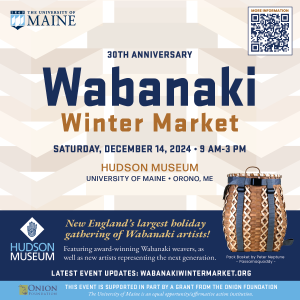 Wabanaki Winter Market announcement for social media. Includes all information for Wabanaki Winter Market 2024.