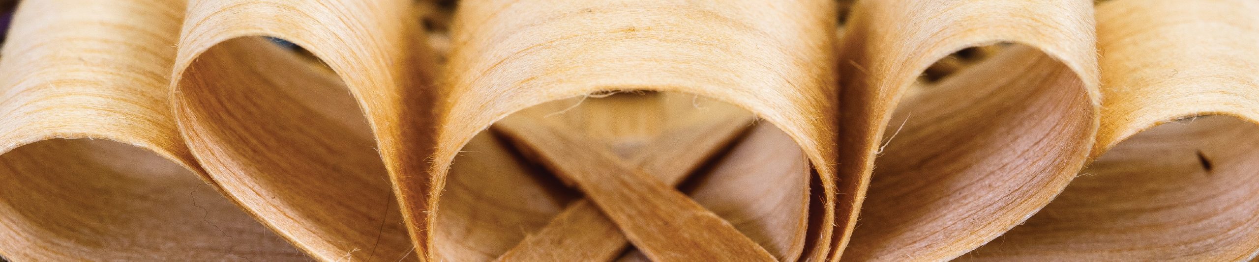 Detail image of brown ash ribbon decorations on the top of a basket.