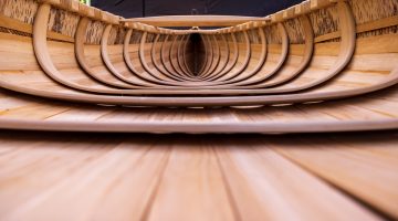 Sample of artist's photography: the inside of a canoe