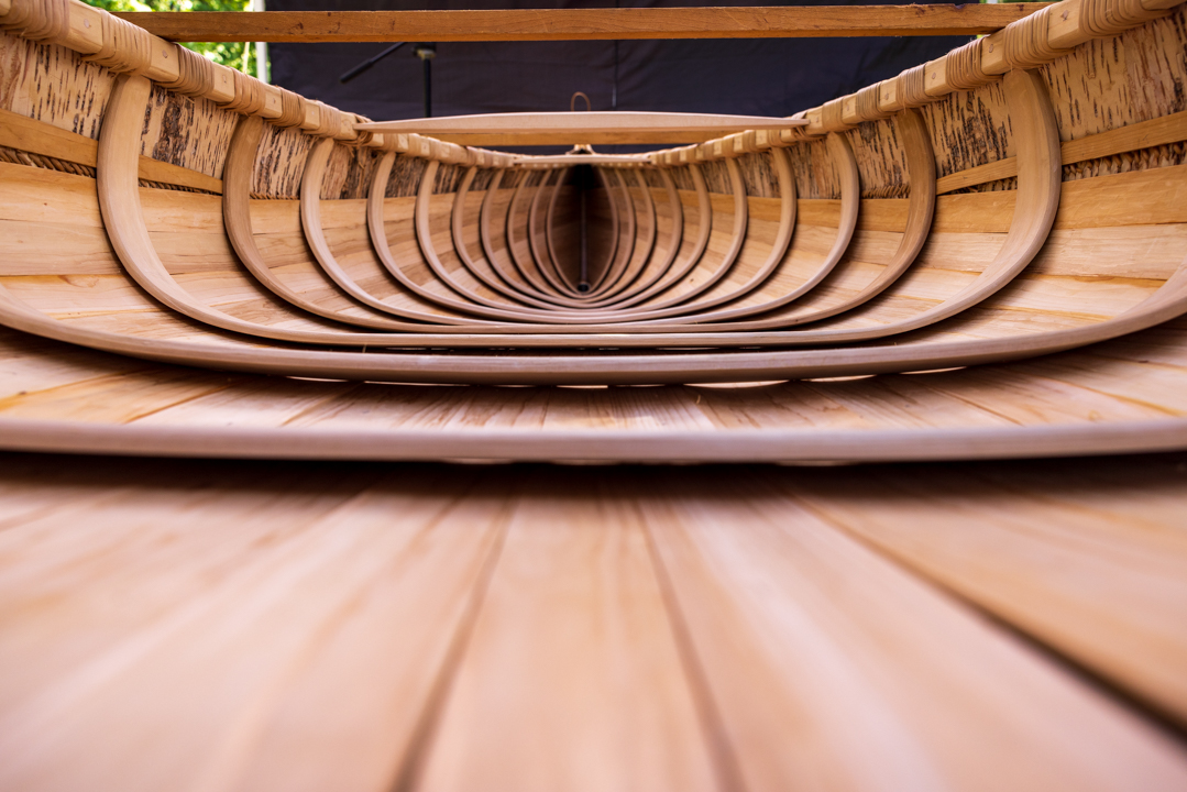 Sample of artist's photography: the inside of a canoe