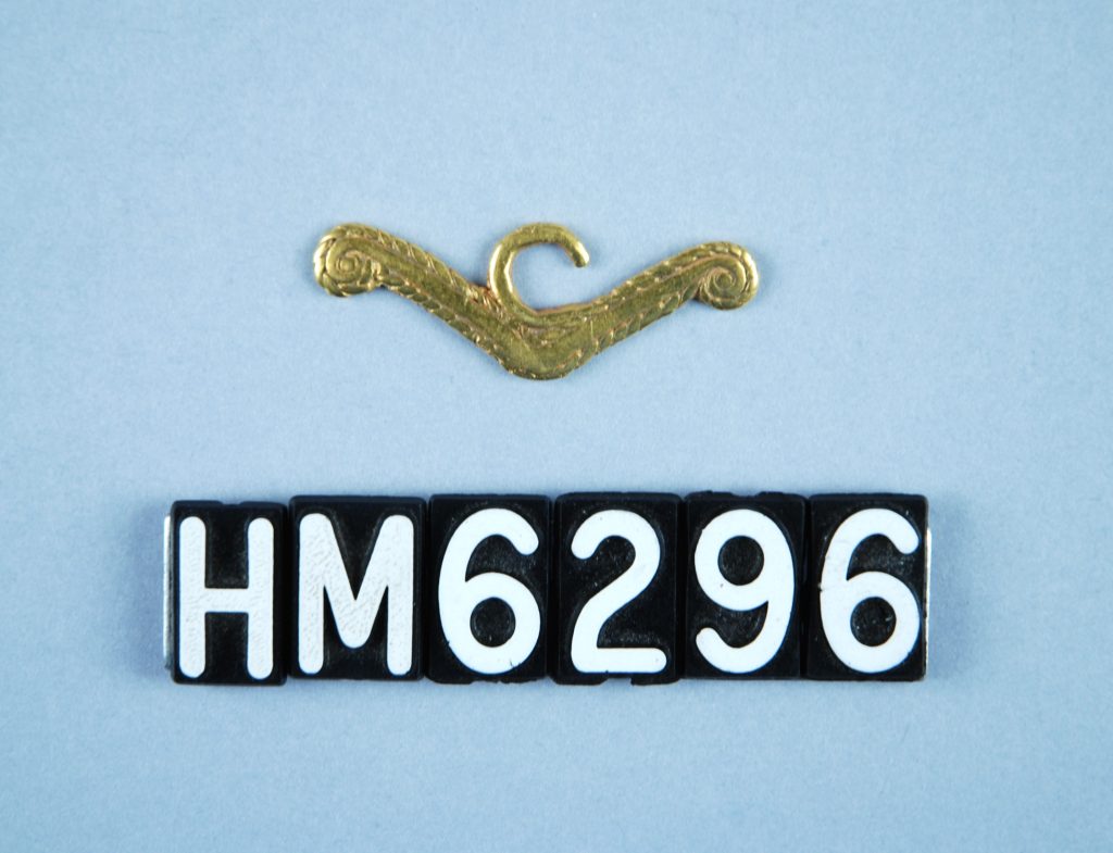 Image of small golden ornament with hook to be placed in nose septum.