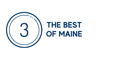The numeral 3 inside of a blue circle with the words 'the best of Maine' to the right of the circle
