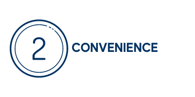 The numeral 2 inside of a blue circle with the word 'convenience' to the right of the circle