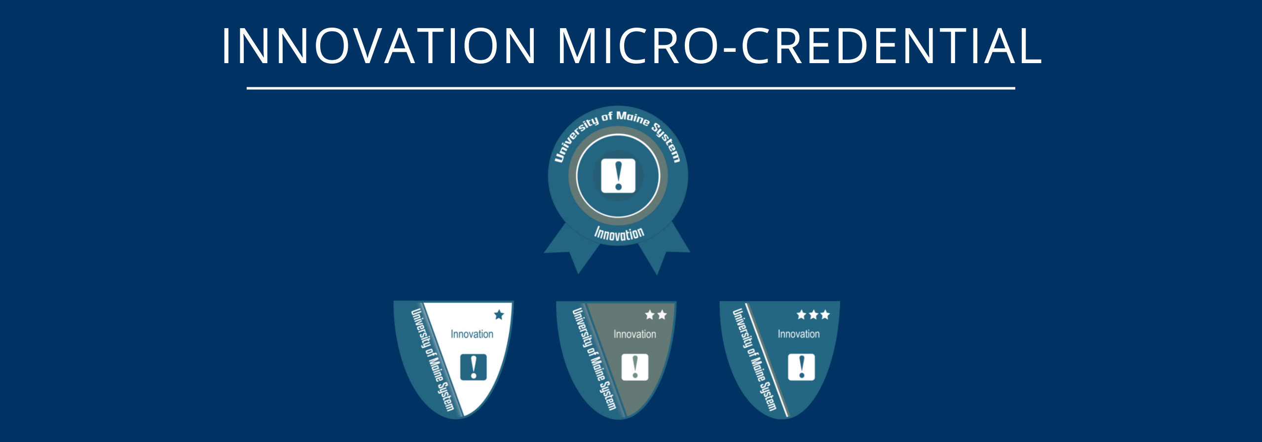 Graphic with four badge icons for innovation and text reading innovation micro-credentials