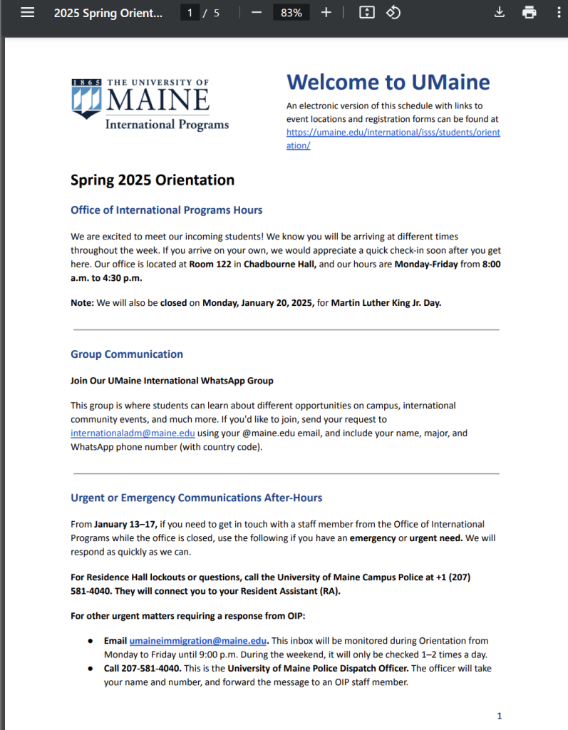 Spring 2025 Orientation Schedule. Click to download PDF