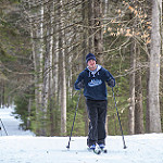 skier on campus trail photo