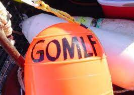 Buoy showing written initials of Gulf of Maine Lobster Foundation