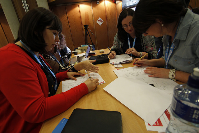 Teachers working together at a table