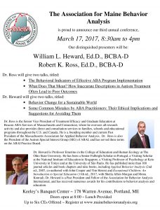 Information flyer for Association for Maine Behavior Analysis Conference 2017