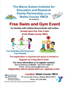 Flyer for April 2 2017 Swim and Gym family event