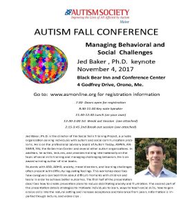 Info flyer for Nov 4 2017 Autism Conference