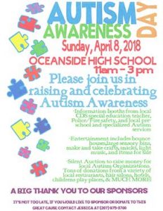 Info flyer for Rockland Autism Awareness event April 8 2018