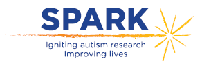 SPARK logo: Starburst with "Igniting autism research, improving lives
