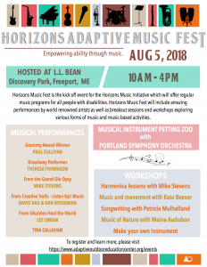 Info flyer for Adaptive Music Fest