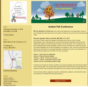 2018 Autism Conference Flyer with all information