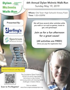 Info flyer for Dylan-McInnis Walk-run event