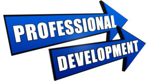 Solid Blue Arrows with White Letters inside that read "Professional Development"