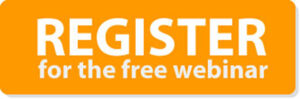Orange rectangular tile with white letters inside that read "Register for the Free Webinar"