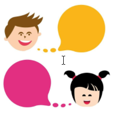 two cartoon children engaging in dialogue with speech bubbles