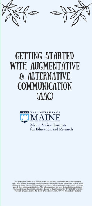 Brochure cover w text: Getting started with augmentative and alternative commuication
