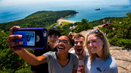 selfie group on a mountain