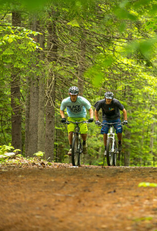 bikers in the woods