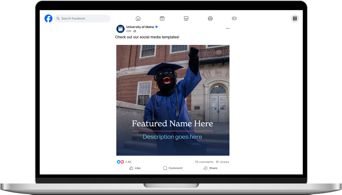 A Facebook template mocked up on a computer