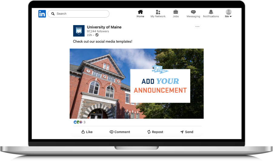 A LinkedIn template mocked up on a computer