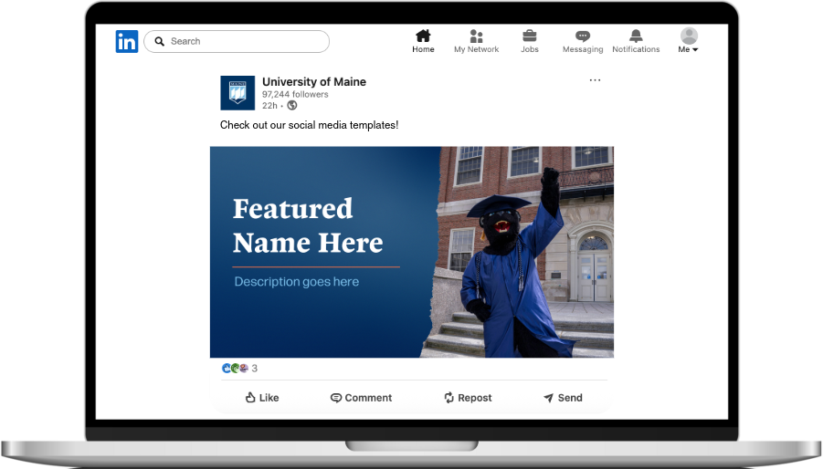 A LinkedIn template mocked up on a computer