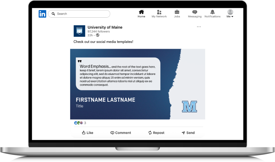 A LinkedIn template mocked up on a computer
